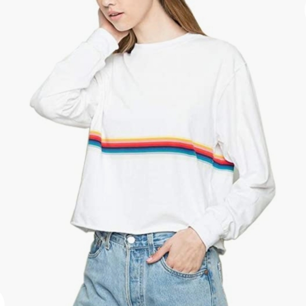 Rainbow Cropped crew neck sweatshirt